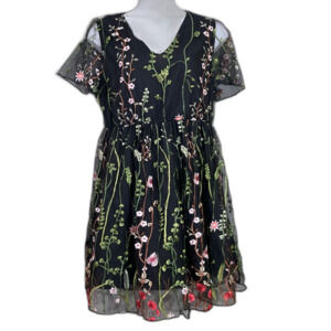 BloomChic embroidered Fairy mini dress Women’s Size 18-20 Black multicolor lined